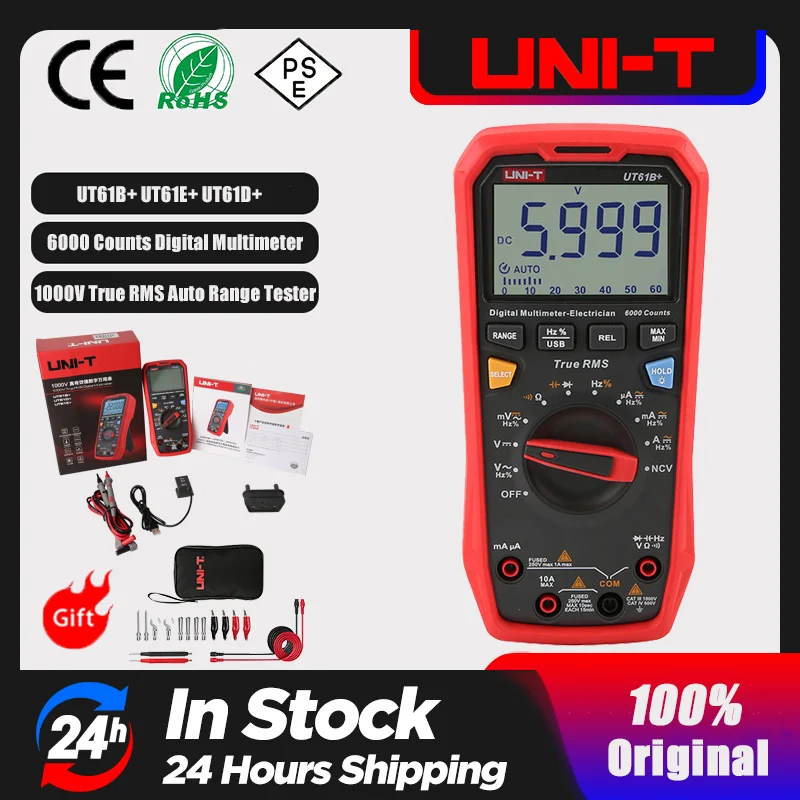 UNI-T Digital multimeter UT61E PLUS Series True RMS 1000V Automatický dojem vreckového profesionálneho testera Voltmeter Multimerac/DC