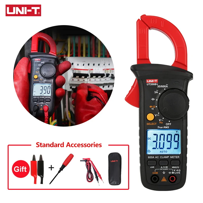 Uni-T Digitálne svorky UT200A+ UT200B+ Kliešte na meranie prúdu AC AMMETER True RMS Elektriuian napätie testera napätia