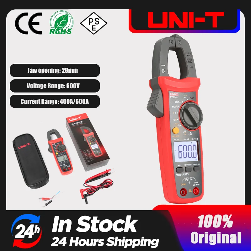Uni-T UT204+ UT202A+ Digitálny svorka AC DC napätie merača 600A Prúd multimetra Ohm Temp Temter Tester Ampumter