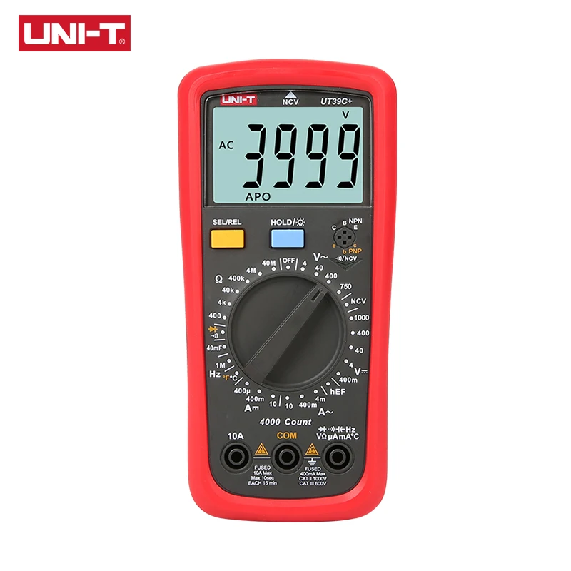 UNI-T UT39C+ digitálny multimeterový automatický rozsah testerov aktualizovaný z UT39A/UT39C AC DC V/A OHM/TEMP/FREFFECTY/HFE/NCV Test