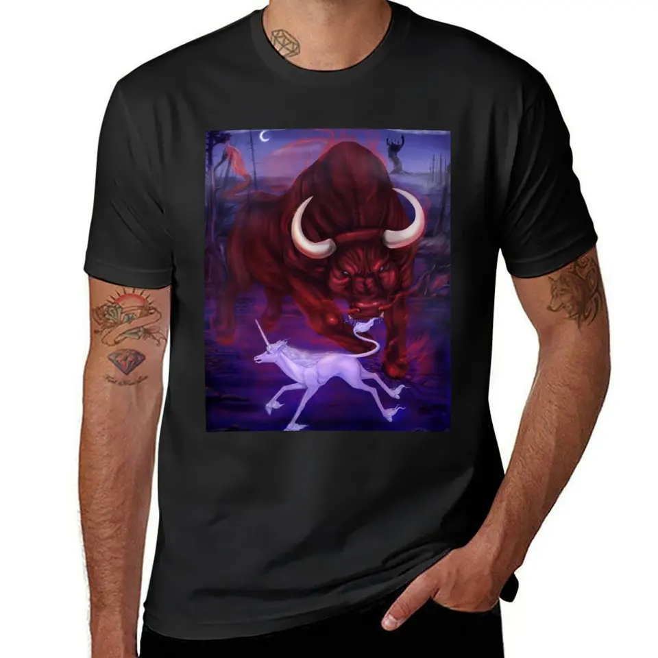 Unicorn a Bull Tričko obyčajné letné vrcholy chlapcov biele Funnys tričká pre mužov