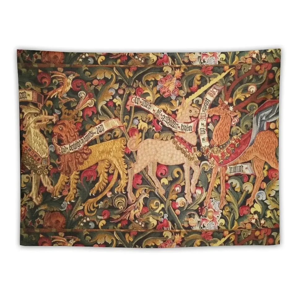 Unicorn; Dragon, Lion, Stag a ďalšie zvieratá Kvetinové stredoveké gobelérie Decora