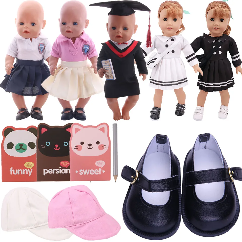 Uniforma pre bábiky School Uniforma Set pre dievčenské 18 -palcové americké a 43 cm novonarodené detské bábiky Generation Desiat Accessories, Prázdninové darčeky