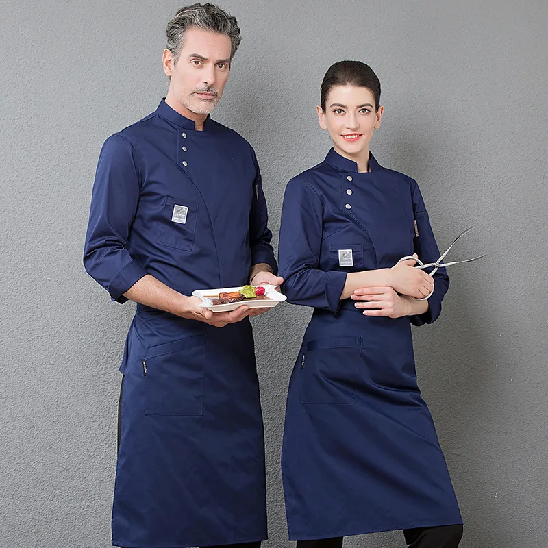 Uniforma šéfkuchára s dlhým rukávom Uniforma mužov a žien hotel Canteen Cances Cake Baker Kuchynská bunda a zástera