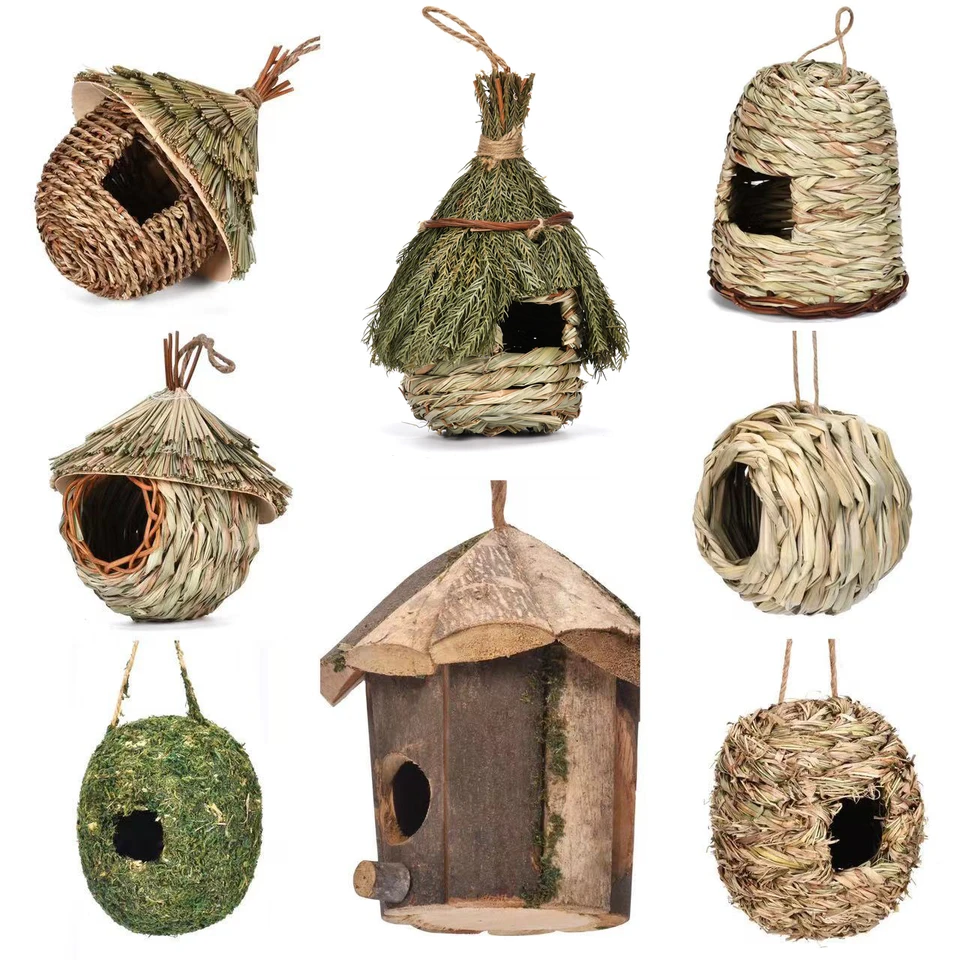 Unikátne vtáčieho domova pohodlný vtáčieho domova ručne tkaný prírodný trávu Hummingbird House pre záhradu vonkajšie dekorácie okno úkryt