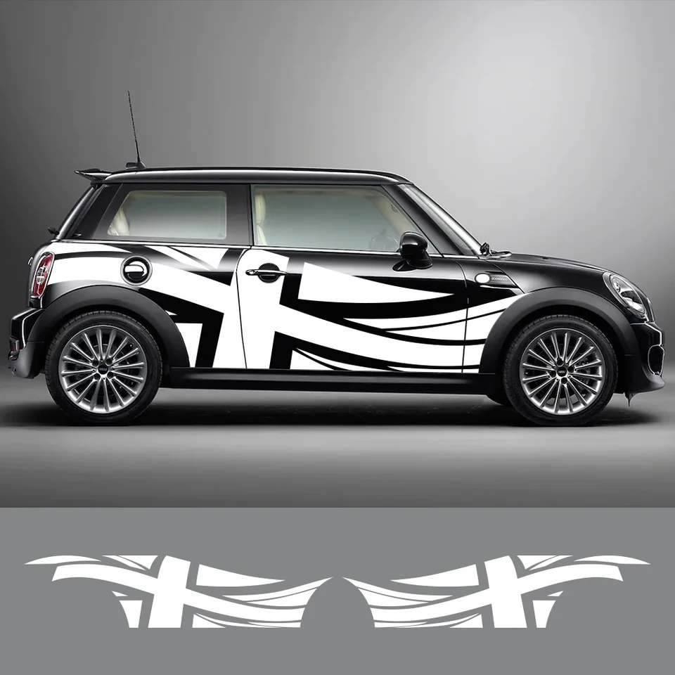 Union Jack Style Side Side sukňa nálepky na nálepky DIY Ochrana pred Mini Cooper JCW Countryman Clubman Club Styling Príslušenstvo