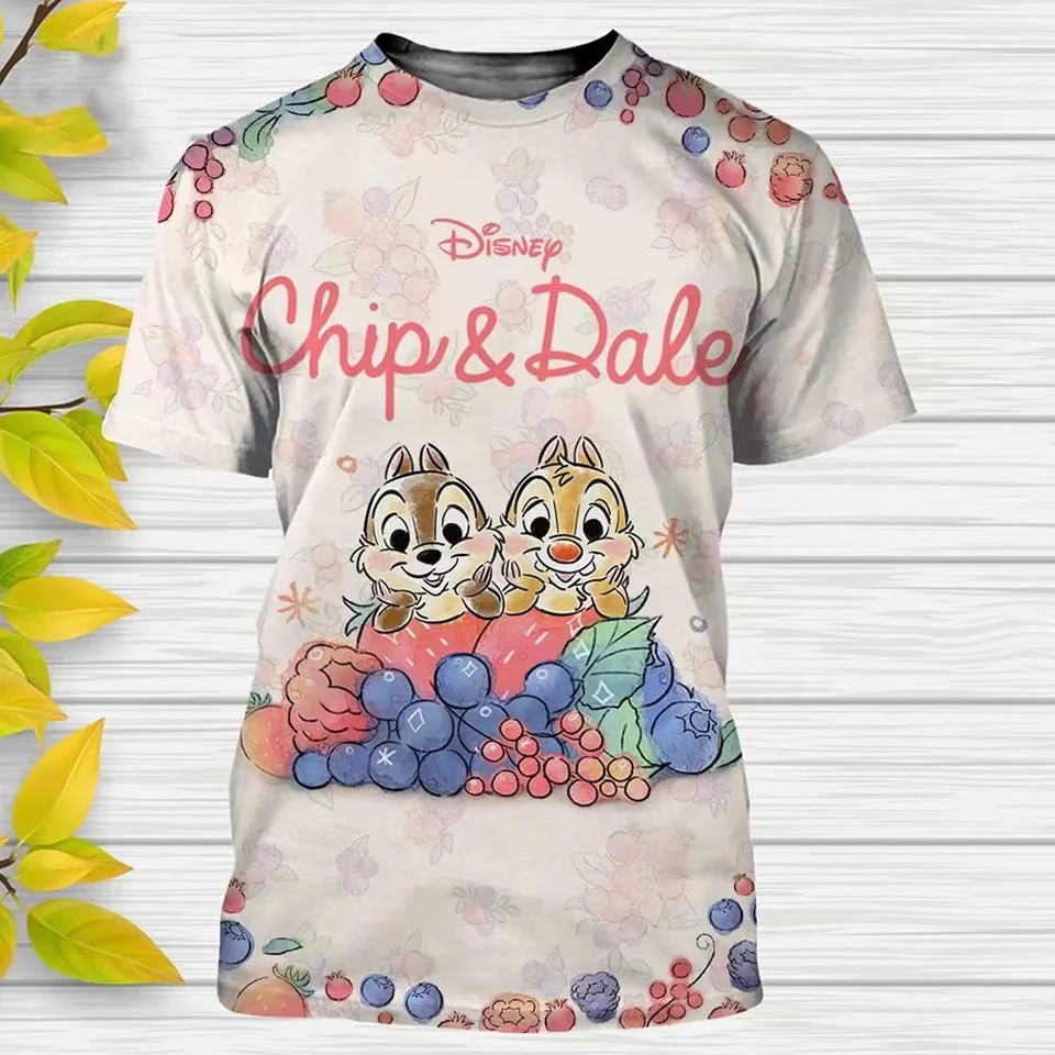 Uniqlo Disney Kiki a Didi Animation Periférne deti Karikatúra Tlač s krátkym rukávom Roztomilé chipmunk módne dievčatá tričko y2k