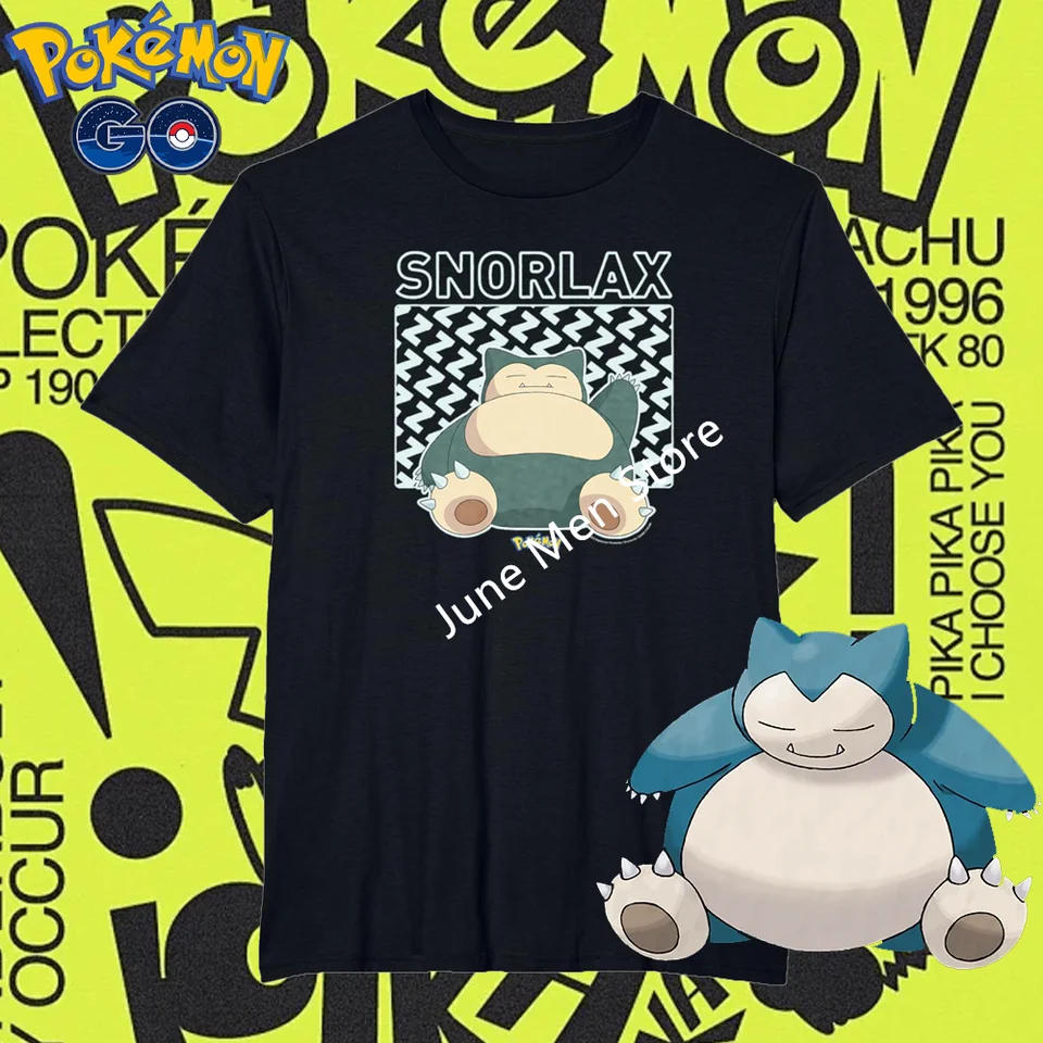 (Uniqlo) Pokémon roztomilý Snorlax s krátkym rukávom Men Dámske tričká Pokemon Cartoon Periférne oblečenie letné bavlnené dieťa roztomilé tričká