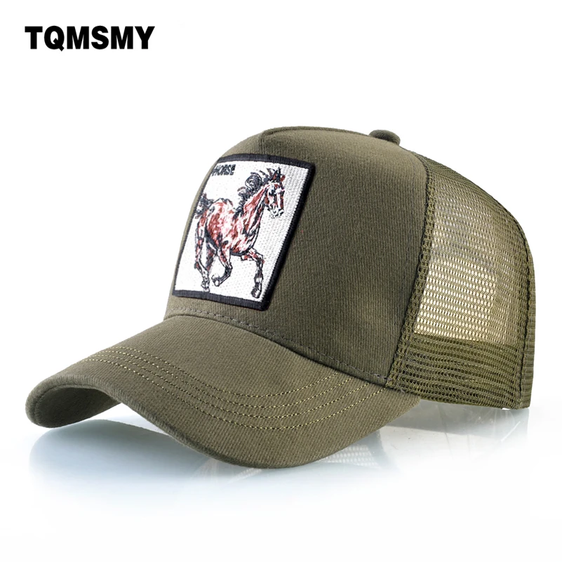 Unisex baseballové čiapky Men Ženy Snapback mesh baseball klobúky výšivky koní Patch Patch Trucker Casquette letné priezorové čiapky
