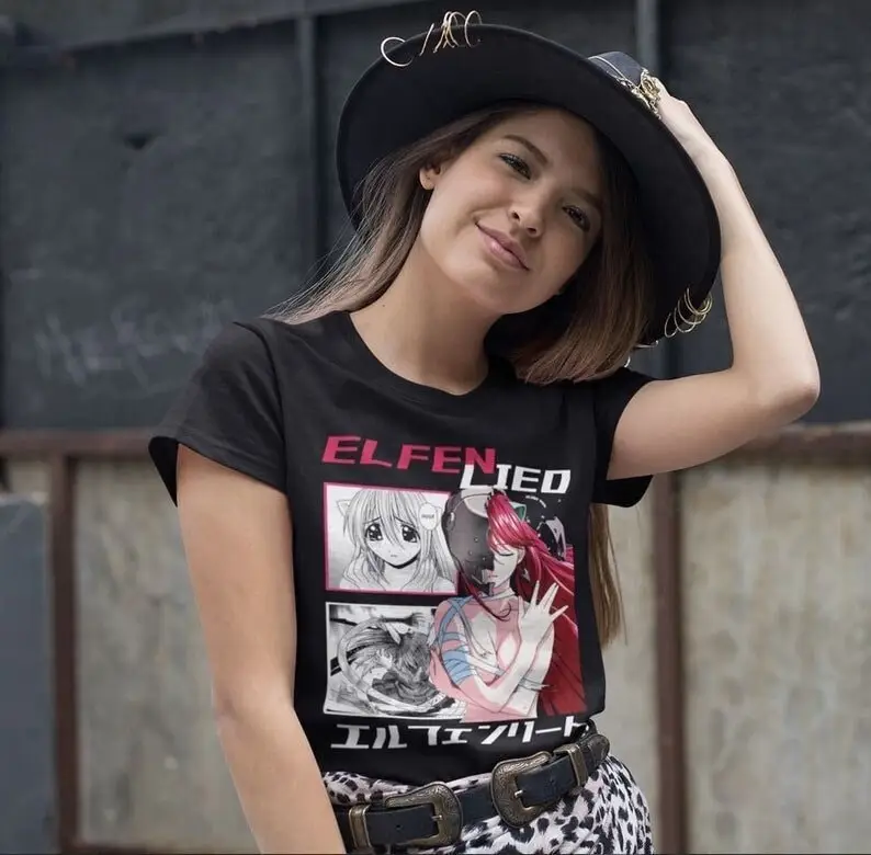 Unisex Elfen klamal tričko Lucy Anime Tričko, Nyu, Kaede Manga Waifu Trh tričko Horor Anime