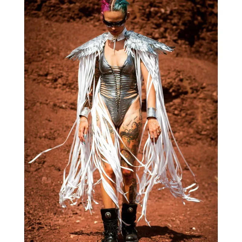 Unisex Flowin Wings Tassel Shawl Cloak Cosplay Party Clothing Swimwear Accessories Streetwear Beach Summer Y2K 2023