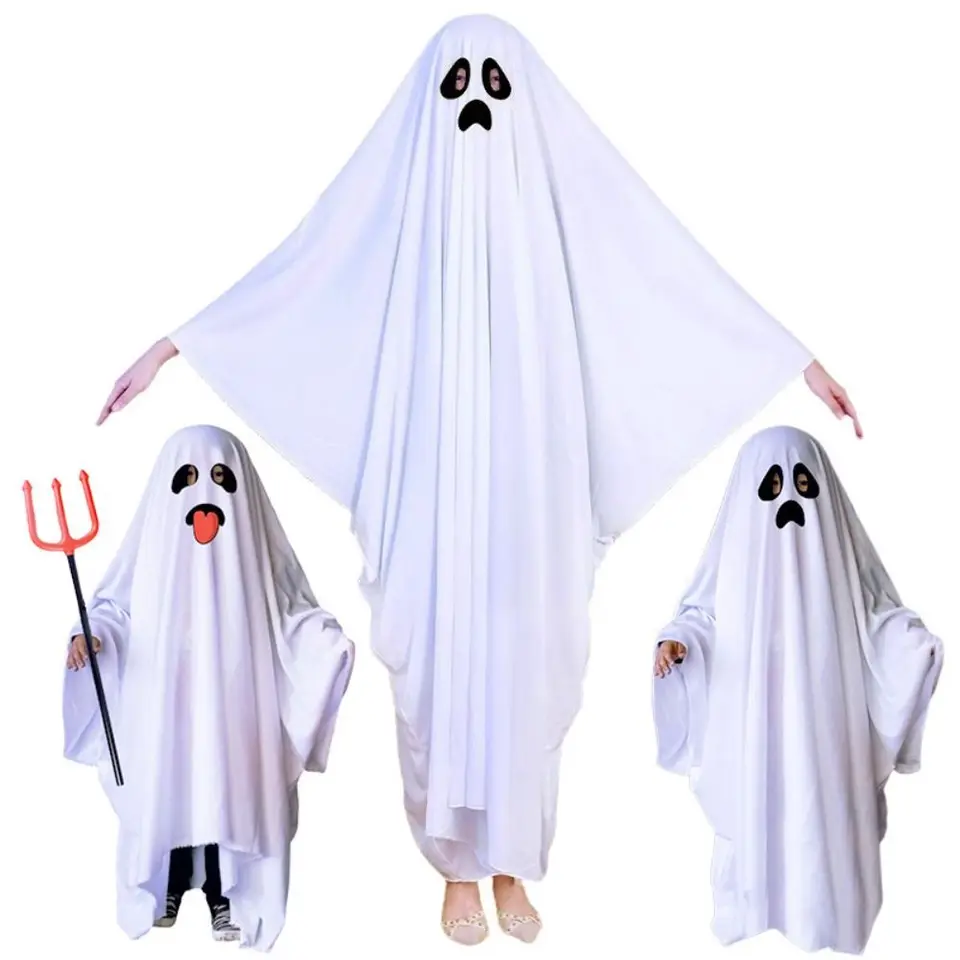 Unisex Halloween Ghost Costume White Boo Ghost Halloween Ghost Cloak Trick-or Treat Performance Fancy Dreys Boys Dievčatá