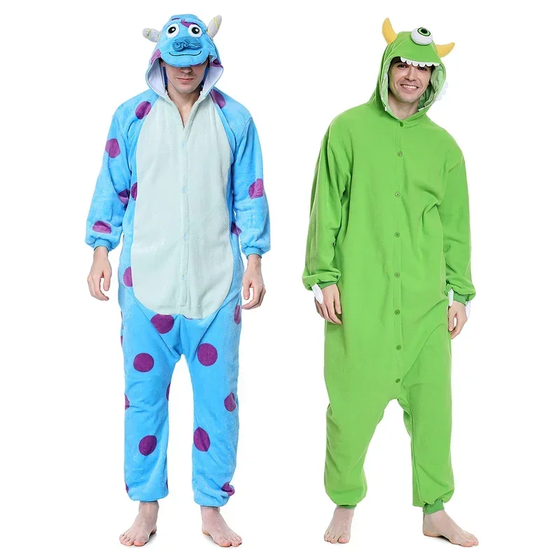 Unisex karikatúry Onesies Sullivan Mike Men Women pár pyžamy zelené modré vtipné roztomilé kombinézy Halloween Festival Conterits