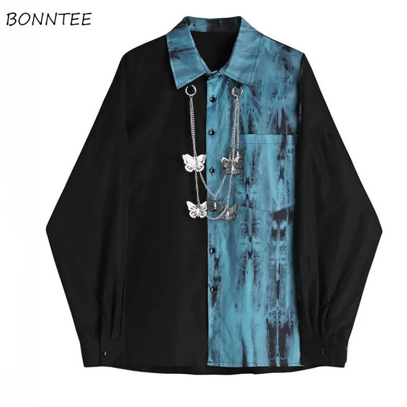 Unisex M-4xl košele Ženy Harajuku s reťazovým priateľom Teens Tops All-Match Autumn s dlhým rukávom Hip-hop Streetwear Streetwear Stylish Lady