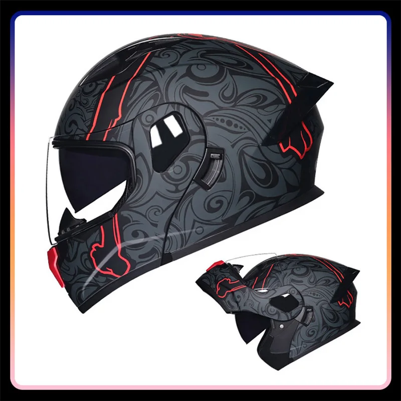 Unisex motocyklové prilby dot DOT schválené mužov Ženy FLOW UP MOTOCROSS HILMA Dvojitá priezor Modulárna plná tvárová prilba kascos para motocle