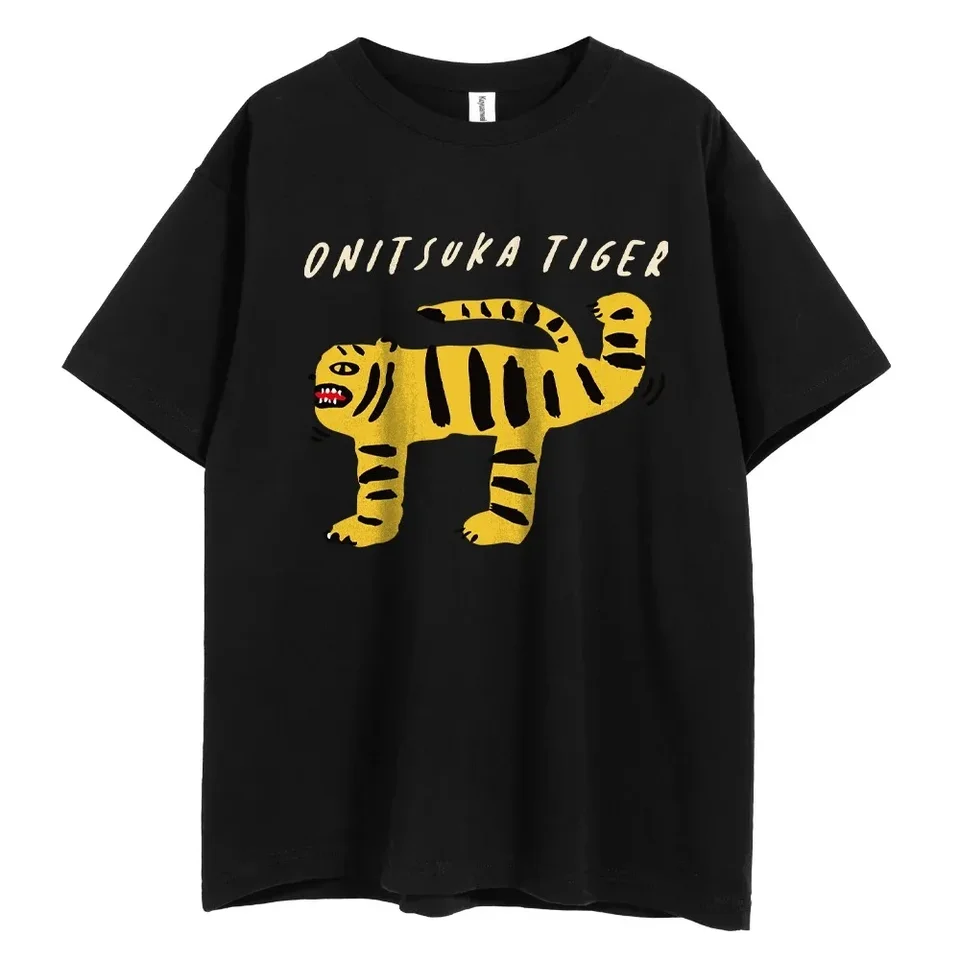 Unisex onitsuka Tiger Cartoon Pánske tričko Tlačené dámske harajuku vtipné tričko s nadmerne veľkým Y2K Graphic 100% bavlna Top odpaliská