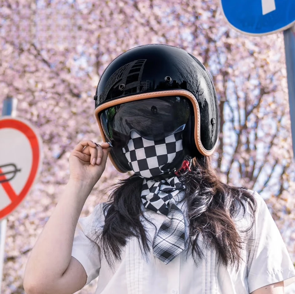 Unisex Open Face Helma pre mužov Ženy 3/4 Motocyklové prilby Vintage Jet Helmet Cafe Racer Half Face Helma Dot Capete de Moto