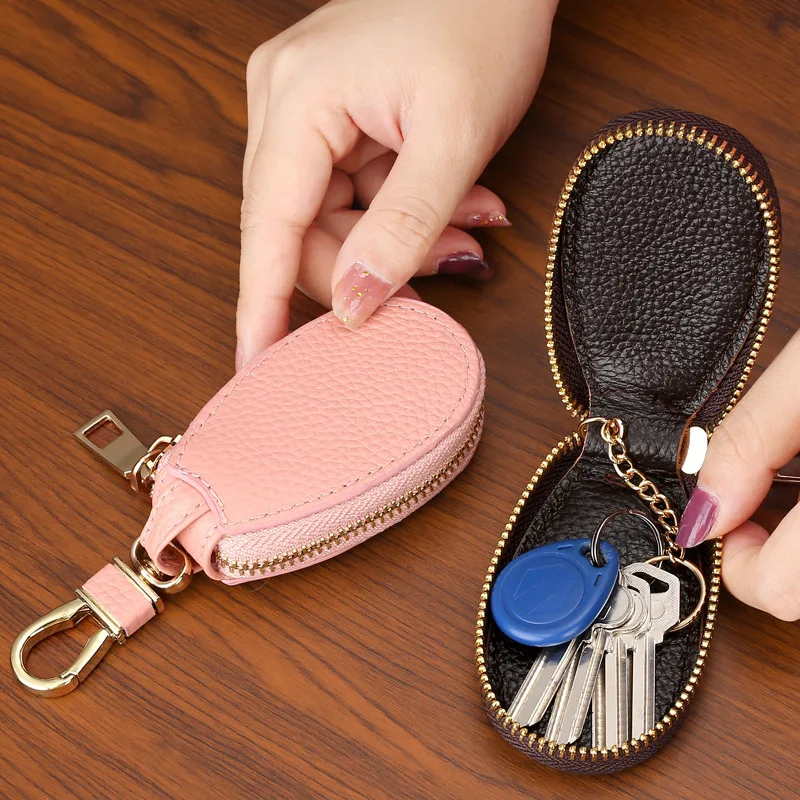 Unisex Pu Leather Key Key pre kľúče od auta Kľúč na vrecko Držiak na kľúče Organizátor Vak Organizátor Organizátor Largecacacity zips