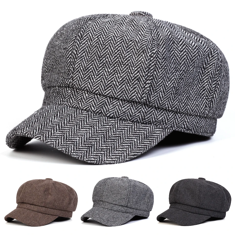 Unisex rybie osobnosť osobnosť novinár Klobúčka jar jeseň retro baret klobúky divoké neformálne klobúky Octagonálna čiapka
