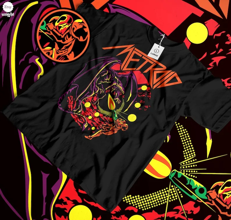 Unisex Samus Aran Bounty Hunt Tričko-Tee Metroid Video Game, Spaceshirt, Sci-Fi Gaming Apparel, Alien Hunter Top, Galactic