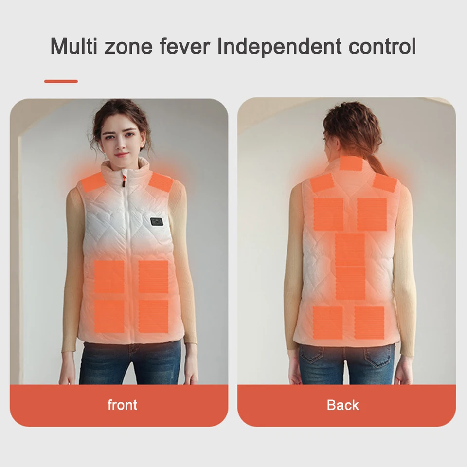 Unisex teplá vyhrievaná vesta USB nabíjanie 15 oblastí Vyhrievané elektrické vykurovanie Gilet 3 teplotný režim Elektrický vyhrievaný plášť na zimu