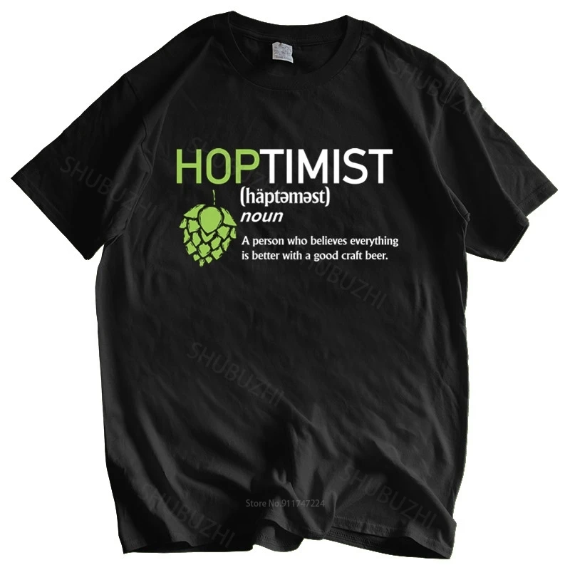Unisex Tričko voľný štýl Tops Tshirt Men Letné Top Tees Hoptimist Definícia Čierne tričko pre pivovar a milovníka remeselného piva