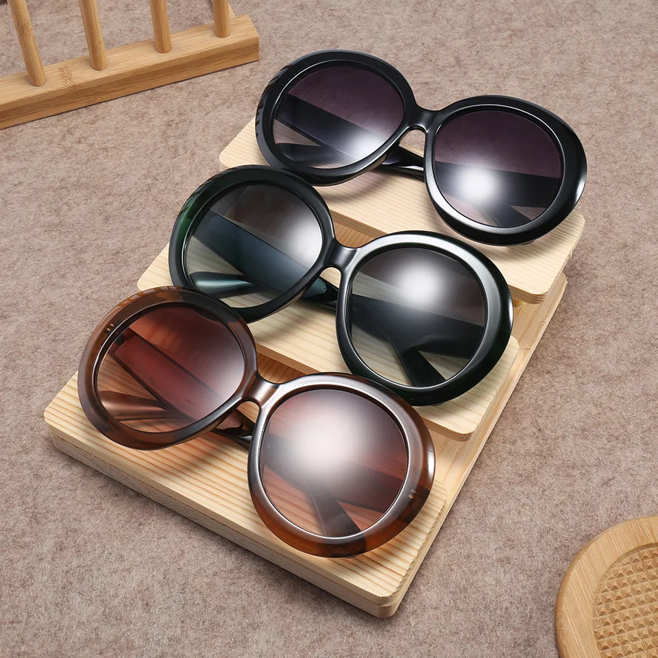 Unisex veľké okrúhle slnečné okuliare Luxusný retro nadmerný tieň pre ženy pre mužov dizajnér Značka kvalitná zelená čierna UV400