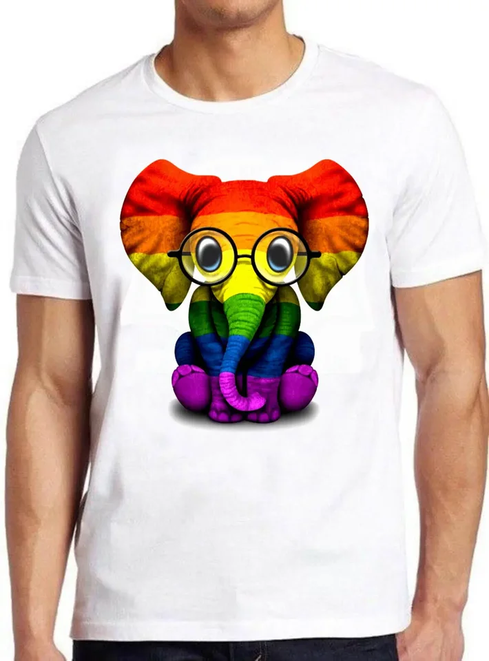 Unisex vtipné Camisa s krátkym rukávom oblečenie detské slonové okuliare gay pýcha dúha Soho LGBT retro tričko Populárne košele