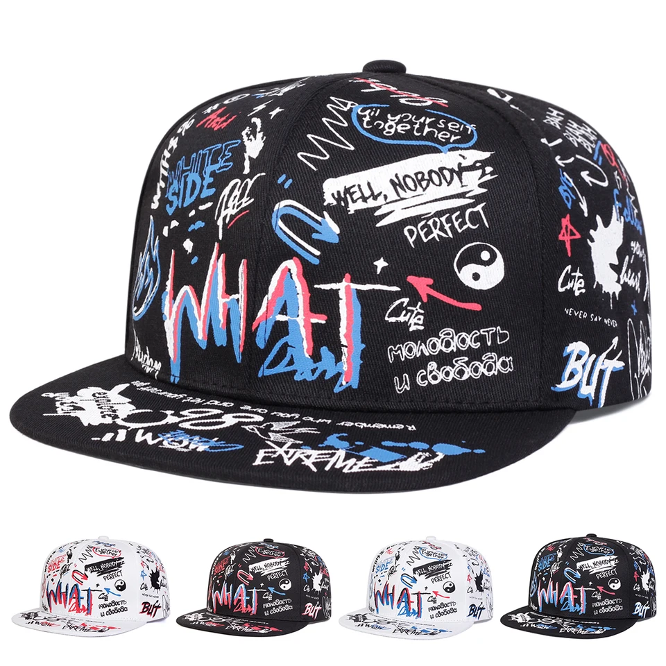 Unisex, čo graffiti tlač hip-hop klobúky móda jar jesenná vonkajšia nastaviteľná neformálna baseballová čiapka s opaľovacím klobúkom