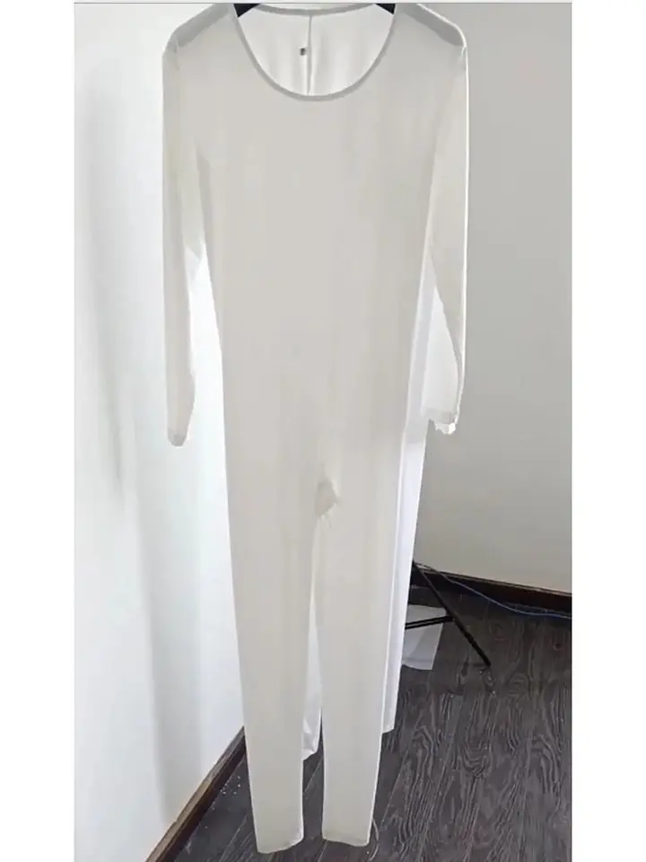 Unisex ľad hodváb Elastic Elastic Catsuit s dlhým rukávom Bodysuit Taštanty Trojordy spojené sexy priehľadné spodné prádlo kombinézy