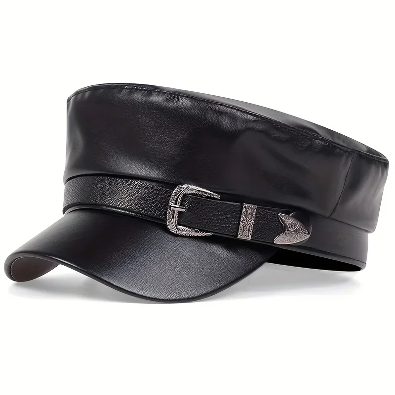 Unisex ženy veľký opasok pracka kožená klobúk jar jesenné klobúky Sailor Klobú