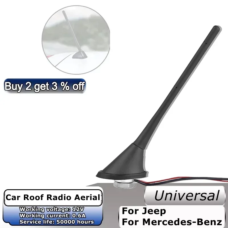 Universal 0,6A 12V Strecha vozidla Radio Anténa Aerial AM FM Radio Connector Aerial Base pre Jeep pre Mercedes-Benz