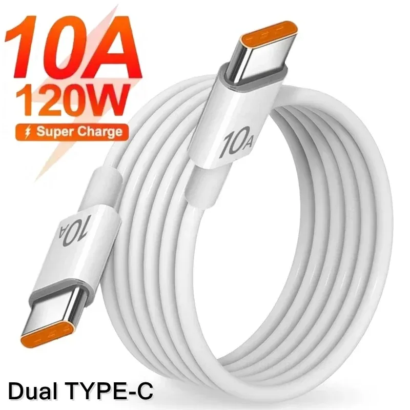 Universal 120W 10A Fast Charger PD Dual USB C na typ C Rýchle nabíjanie kábla vysokorýchlostného prenosu údajov pre iPhone 16 15