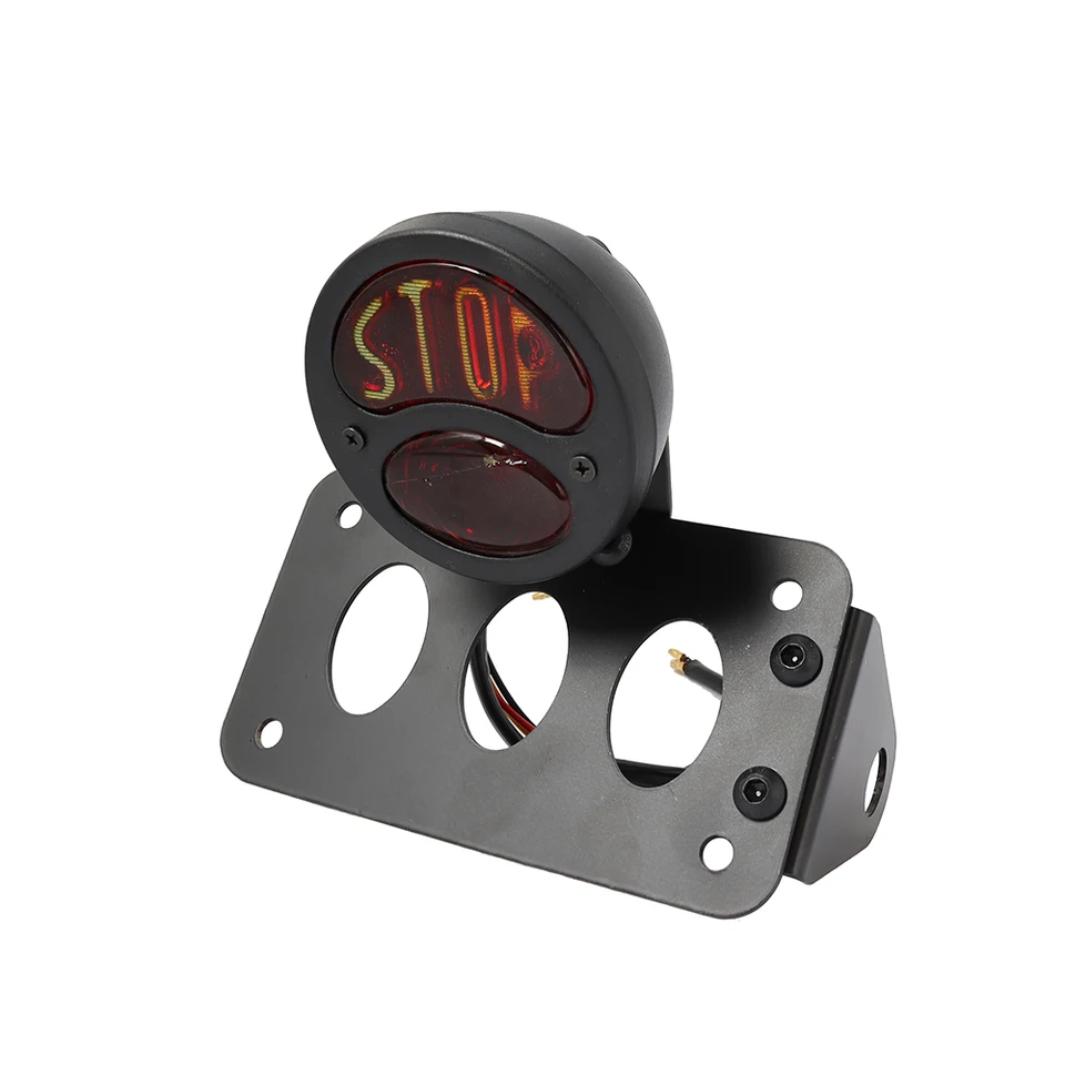 Universal 12V Side Motocykel Mount Tail Light W/ License Number Držka pre Harley Bobber Yamaha Honda Suzuki