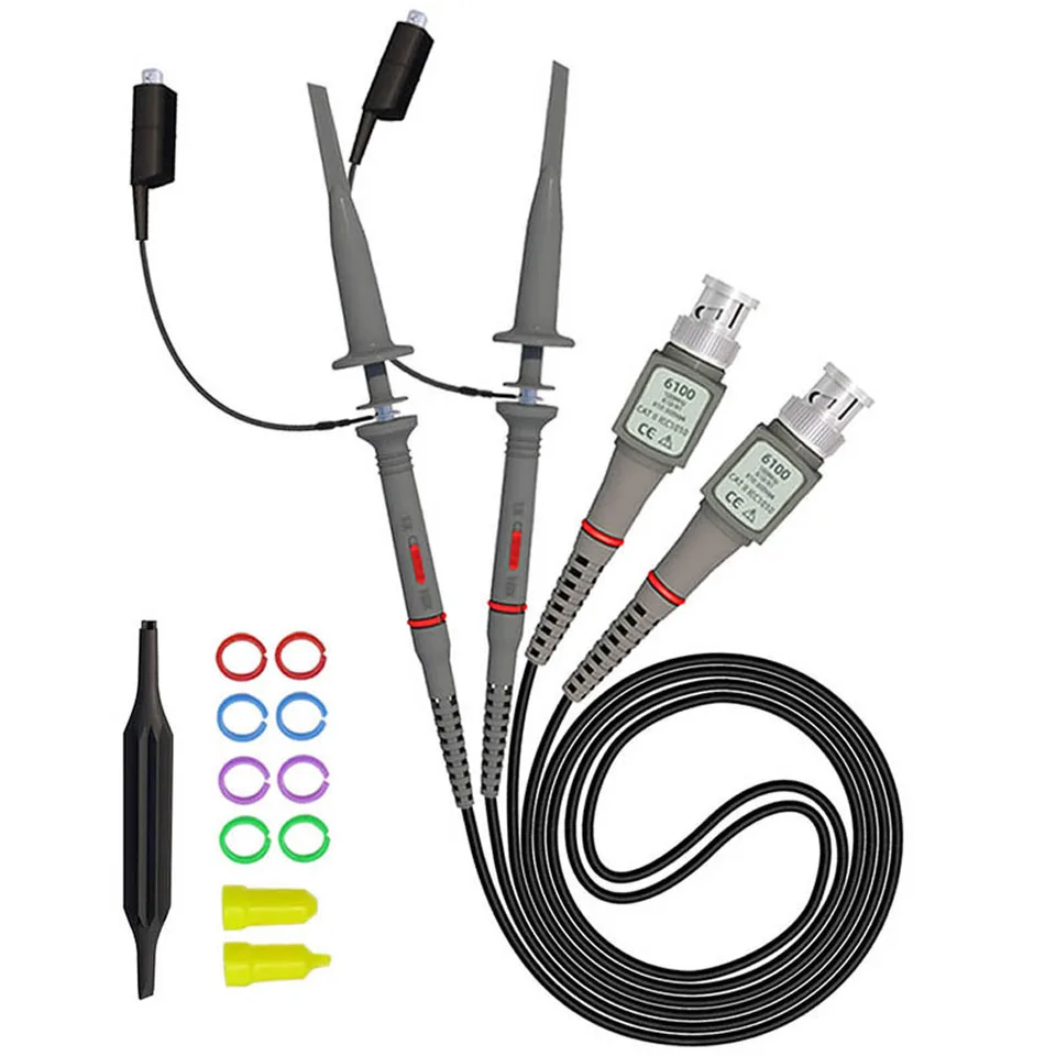 Universal 2 Pack P6100 Osciloscope Probes 150V-300V 100 MHz Osciloskopové klipové sondy 1x 10x s príslušenstvom