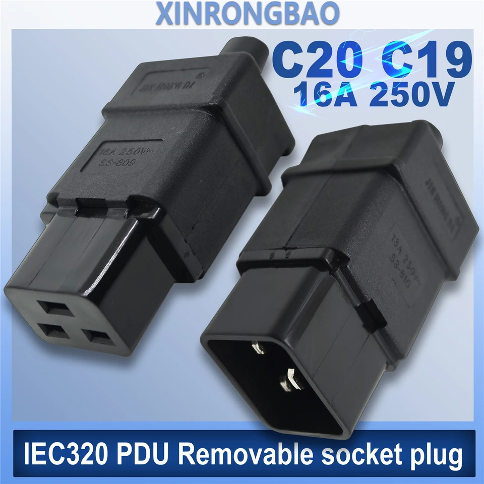 Universal 250V 16A AC štandardná IEC320 C20 C19 AC Elektrický kábel KNADOVÝ KONEKTOR PDU/UPS Odnímateľná samica samica zástrčka s oblek