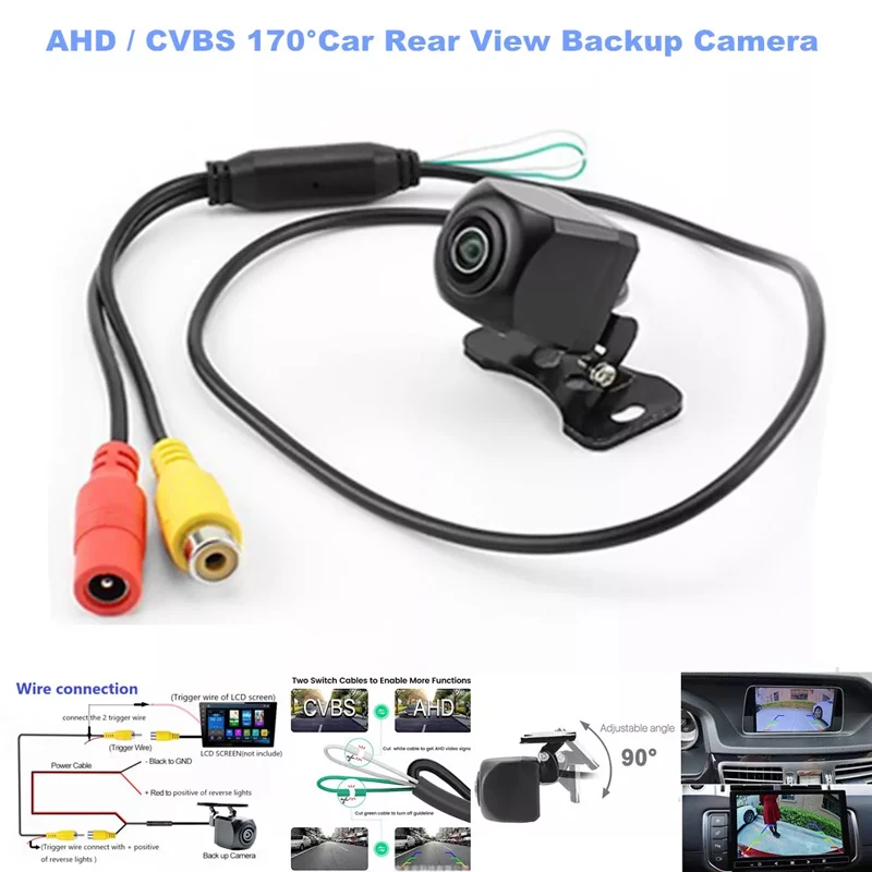 Universal AHD/CVBS 170 ° Zadný pohľad na záložné fotoaparáty Nočné videnie parkovacia kamera pre zvrátenie
