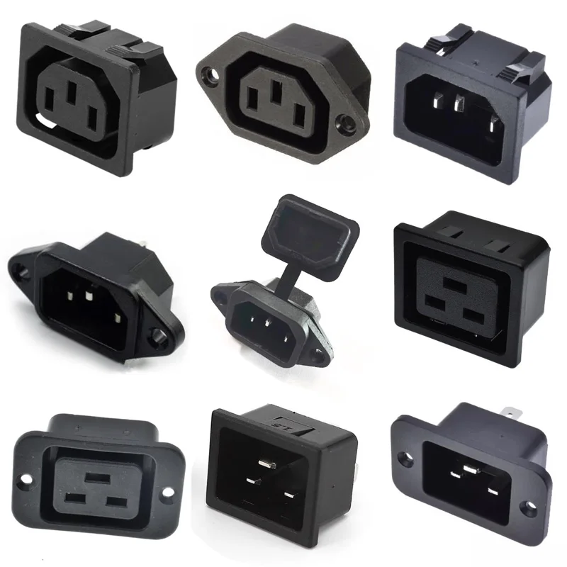 Universal Black Copper 10a 16A 250V IEC320 C13 C14 C19 C20 AC Power Socket PDU UPS Industrial Socket Panel Modul Outlet