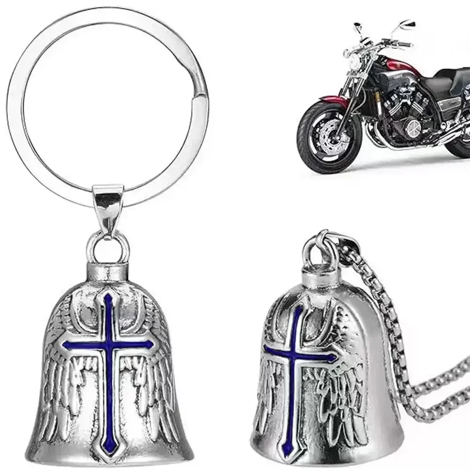 Universal Cross Guardian Wings Style Bell Motocykel Bicycle Bell Decoration Decoration Metal Interior Ornament pre domácu kanceláriu automobilu