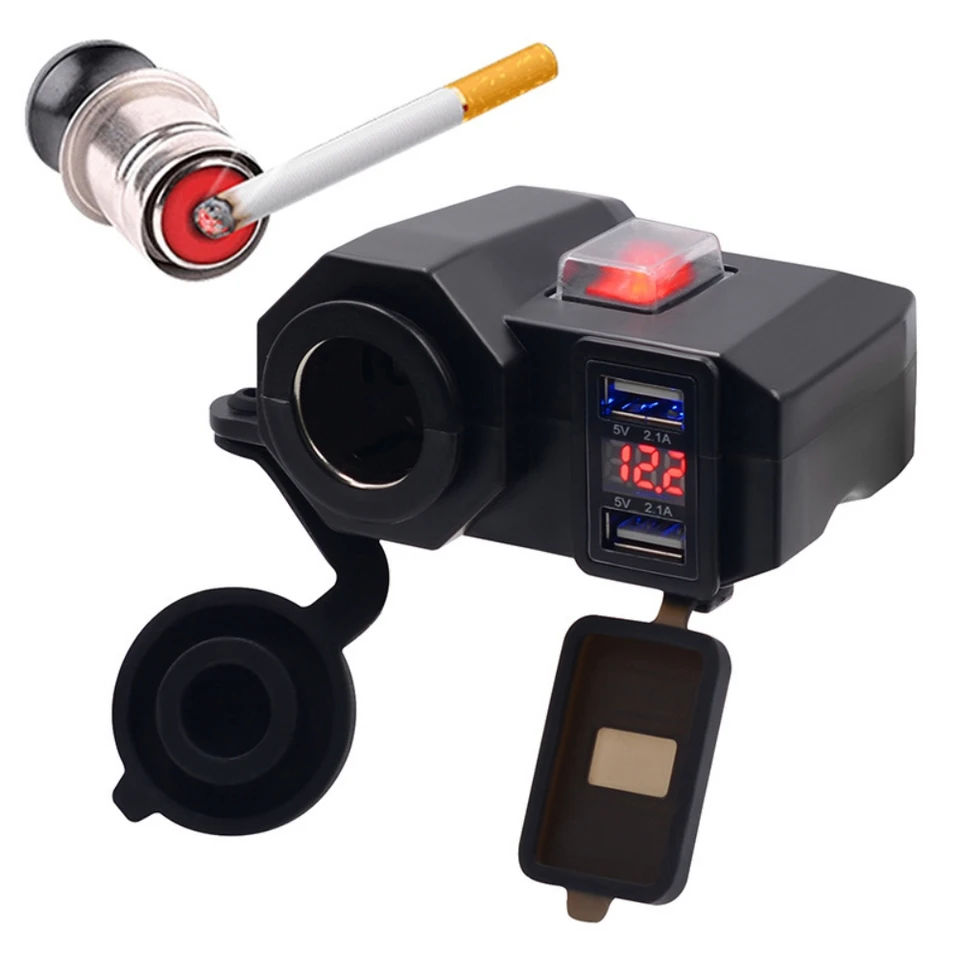 Universal Nuoxintr 2.1a odolný voči poveternostným mobilným telefónom GPS Cigaret Lighter nabíjačku pre 12 V Harley Suzuki Yamaha BMW