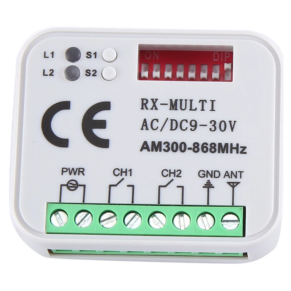 Universal RX Multifrekvencia 300-868MHz prijímač 2ch 12v 24V reléový modul garážové dvere diaľkové ovládanie 433,92 MHz 868MHz