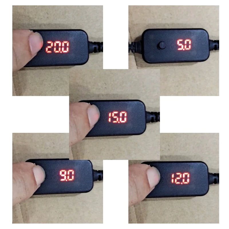 Universal USB až 5,5 x 2,1 mm 5v 9v 12v 15v 20V nastaviteľný napájací kábel s výstupným displejom pre prepravu smerovača kamery