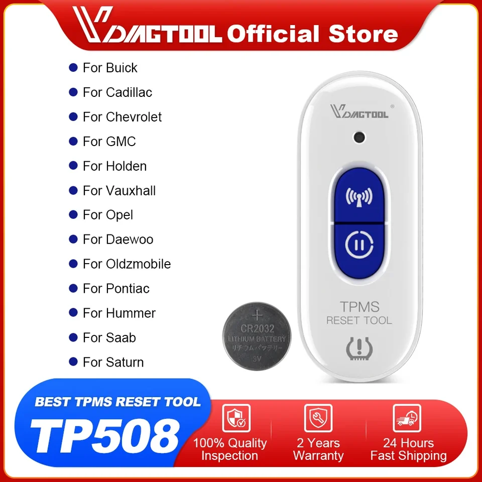 Universal VdiagTool TP508 TPMS RESET nástroj pre nástroj na aktivačný nástroj na aktiváciu tlaku GM pre Cadillac pre Opel Long Battery Tire Tool