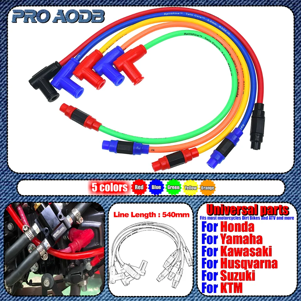 Univerzálna motokrosová zapaľovacia cievka Zapaľovacia sviečka Iridium Power Cable pre ktm kawasaki honda yamaha suzuki Dirt Bike Bike Moped