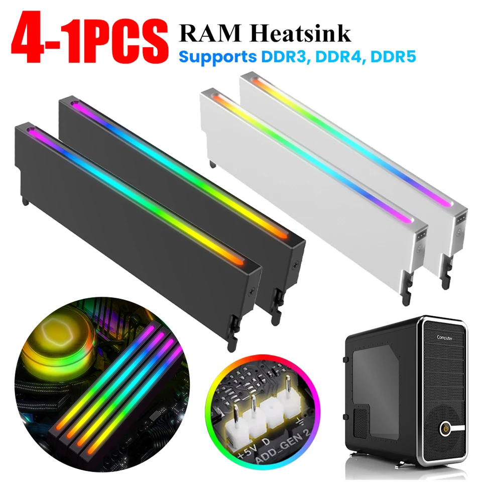 Univerzálna pamäť chladič 5V 3pin argb Aura sync ram chladič chladiča ddr3 ddr4 DDR5 Tepelný rozmetač chladiča počítačových príslušenstiev