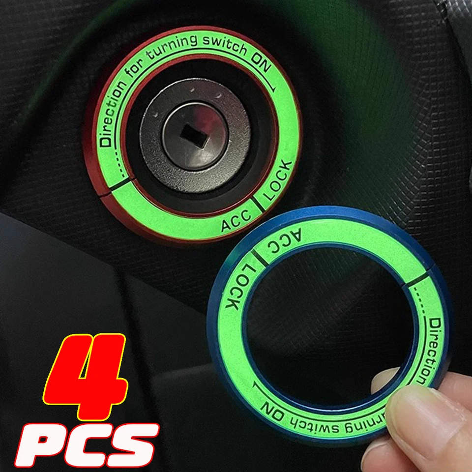 Univerzálne osvetlenie Luminous Ignition Motor Štart Trop Drop Gel Fluorescenčný kľúčový kruhový prsteň nálepka nálepka automobil