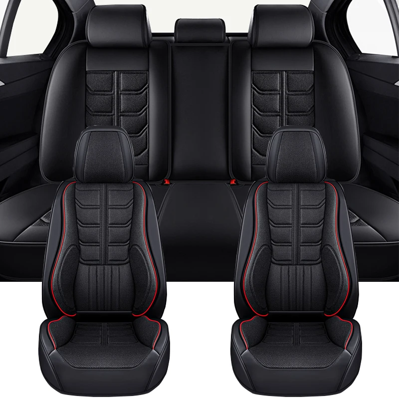 Univerzálne plnohodnotné kryty autosedačiek pre Toyota Land Cruiser 100 Aygo Camry Changan Leather+Flax Auto doplnky interiér