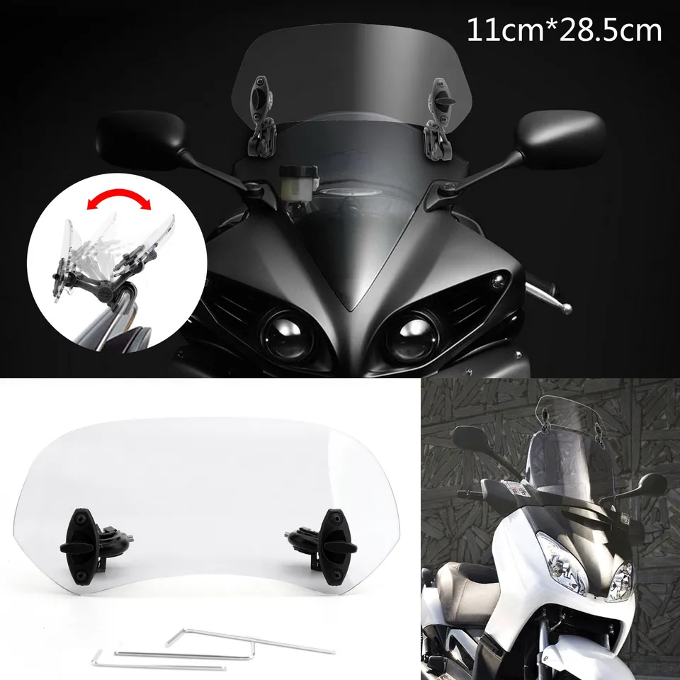 Univerzálne predlžovanie predĺženia predĺženia motocyklového skla Nastaviteľné spojlera Clamp-On DEFLECTOR pre BMW Suzuki Kawasaki Honda