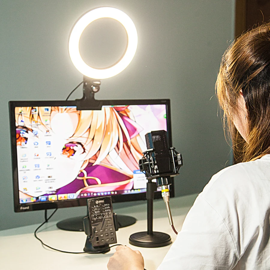 Univerzálne selfie prsteň svetlo s flexibilným držiakom mobilného telefónu lenivé držiak stolové lampa LED svetlo pre live stream Office Kitchen