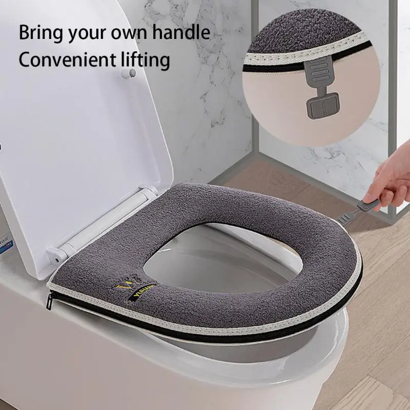 Univerzálne toaletné sedadlo zimné teplé mäkké wc rohož kúpeľne umývateľné odnímateľný zips s flip liphandle nepremokavá domácnosť